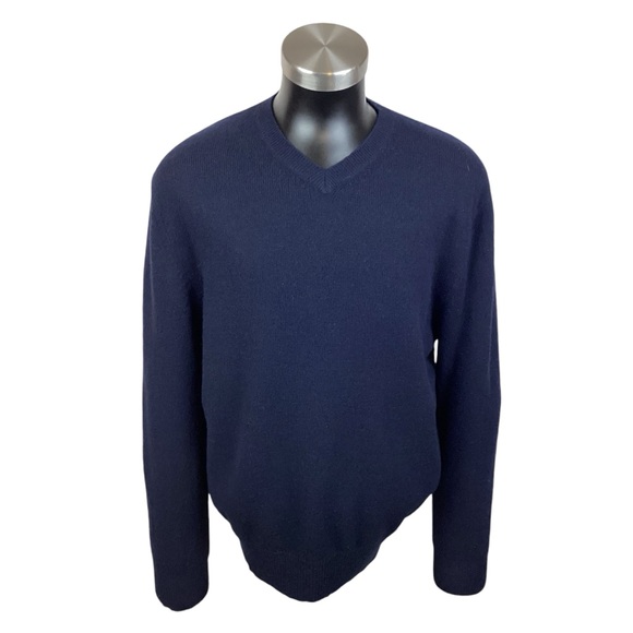 Marshall Fields Cashmere Sweater Navy V-Neck - Picture 6 of 10
